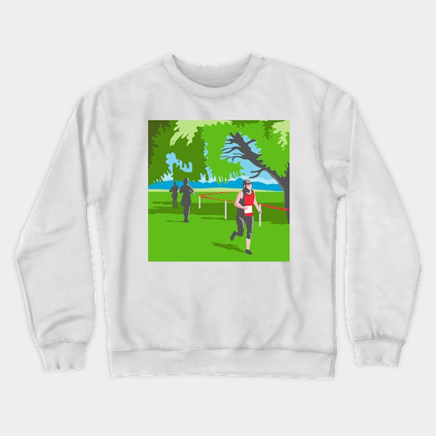 Marathon Runner Running WPA Crewneck Sweatshirt by retrovectors